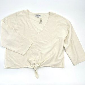 Madewell Texture & Thread Front Knot V-Neck Top Nubby Texture Size‎ XXL Ivory